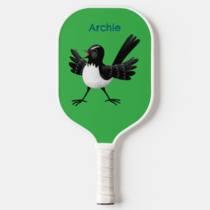 Australian Willie Wagtail cartoon personalised Pickleball Paddle