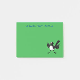 Australian Willie Wagtail cartoon personalised Post-it Notes