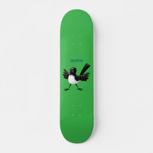 Australian Willie Wagtail cartoon personalised Skateboard