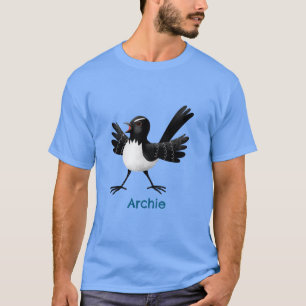 Australian Willie Wagtail cartoon personalised T-Shirt