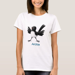 Australian Willie Wagtail cartoon personalised T-Shirt