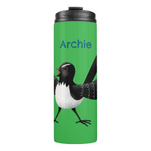 Australian Willie Wagtail cartoon personalised Thermal Tumbler