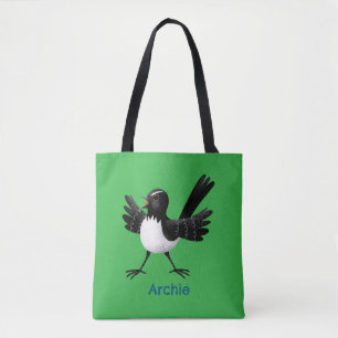 Australian Willie Wagtail cartoon personalised Tote Bag