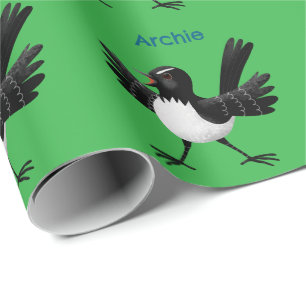 Australian Willie Wagtail cartoon personalised Wrapping Paper