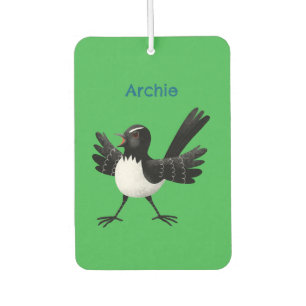 Australian Willie Wagtail cartoon personalized Car Air Freshener