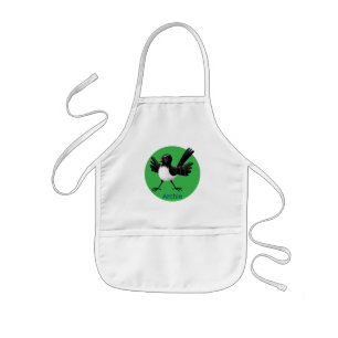 Australian Willie Wagtail cartoon personalized Kids Apron