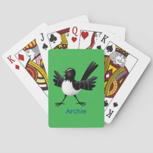 Australian Willie Wagtail cartoon personalized Playing Cards