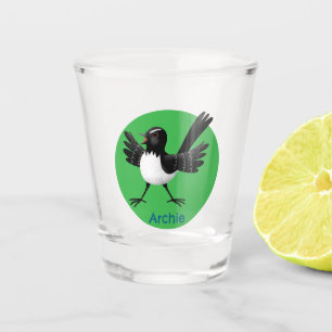 Australian Willie Wagtail cartoon personalized Shot Glass