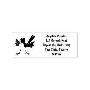 Australian Willie Wagtail cartoon Rubber Stamp