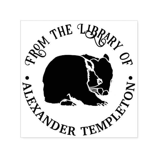 Australian Wombat Silhouette Library Book Name Self-inking Stamp (Design)