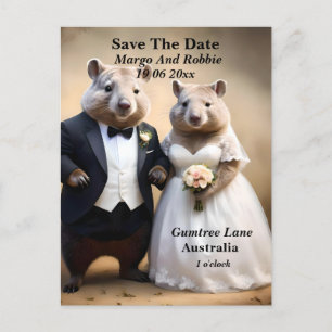Australian Wombat Wedding Save The Date, Postcard