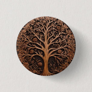 Australian Woodlands: 3D Warah Tree Wood Print, 3 Cm Round Badge