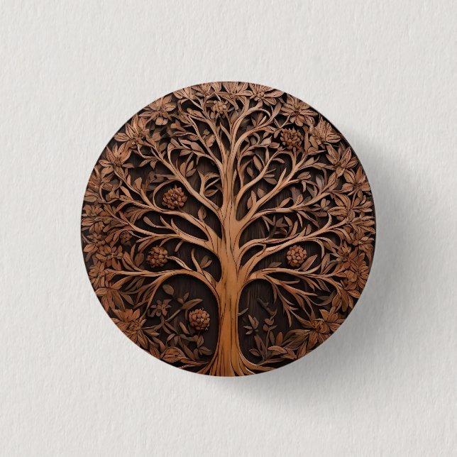 Australian Woodlands: 3D Warah Tree Wood Print, 3 Cm Round Badge (Front)