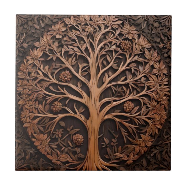 Australian Woodlands: 3D Warah Tree Wood Print, Tile (Front)