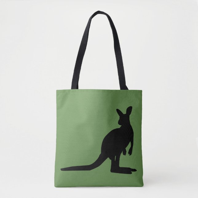 Australiana Kangaroo On Green Tote Bag (Front)