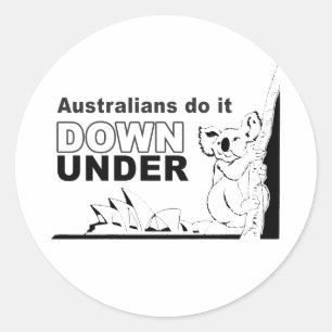 australians do it down under classic round sticker
