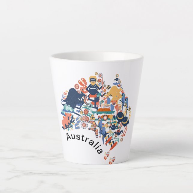 Australien Animal Map Latte Mug (Front)