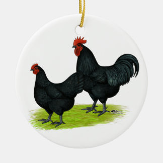 Australorp Black Chickens Ceramic Tree Decoration