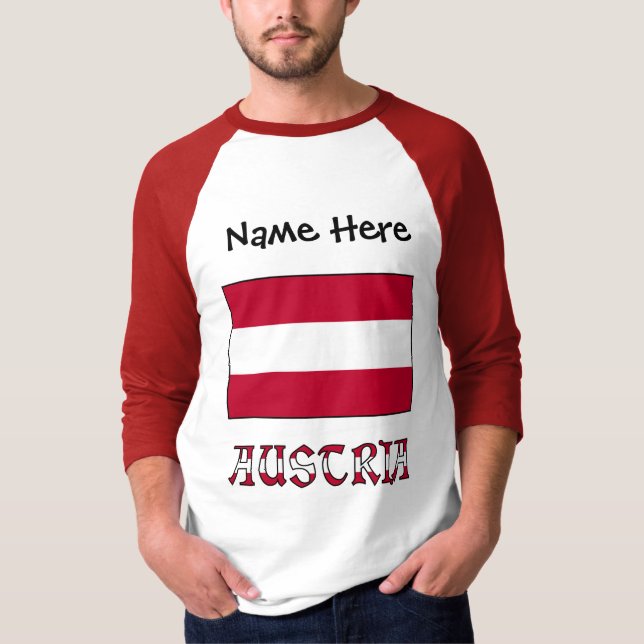 Austria and Austrian Flag Black Personalised T-Shirt (Front)