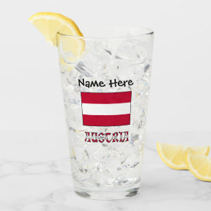 Austria and Austrian Flag Personalised Glass
