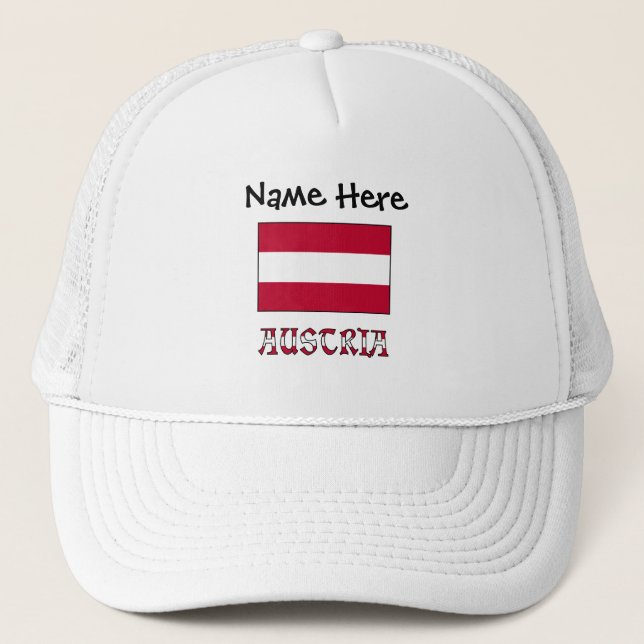 Austria and Austrian Flag Personalised  Trucker Ha Hat (Front)