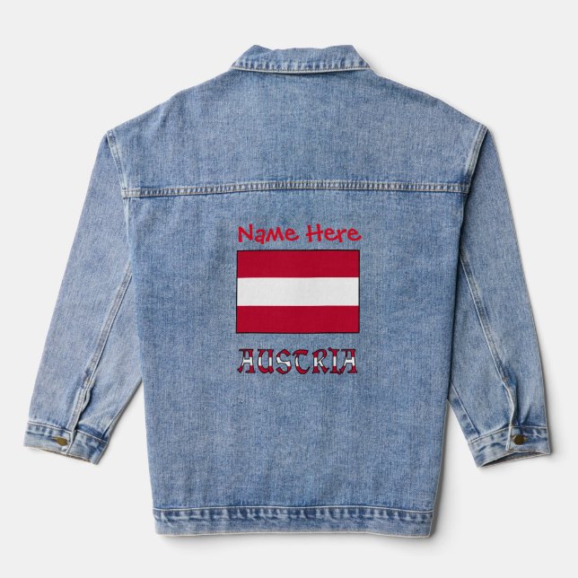 Austria and Austrian Flag Red Personalisation  Denim Jacket (Back)