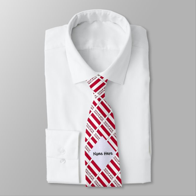 Austria and Austrian Flag Tiled with Name Neck Tie (Tied)