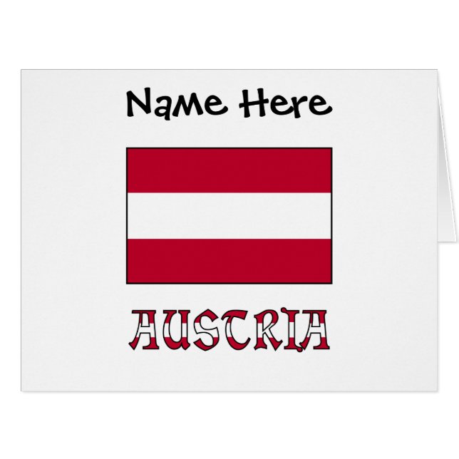 Austria and Austrian Flag with Your Name (Front Horizontal)
