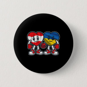 Austria And Ukraine Hearts Friendship 6 Cm Round Badge