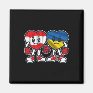 Austria And Ukraine Hearts Friendship Magnet