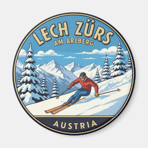 Austria Arlberg Skier Skiing Magnet