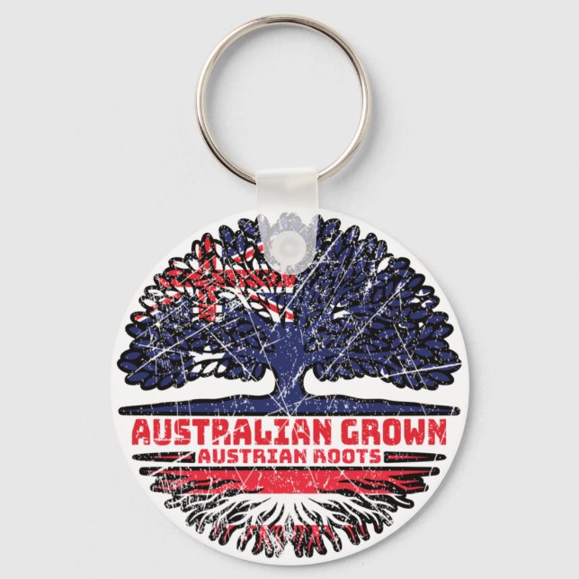 Austria Austrian Australian Australia Tree Roots Key Ring (Front)