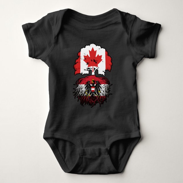 Austria Austrian Canadian Canada Tree Roots Flag Baby Bodysuit (Front)