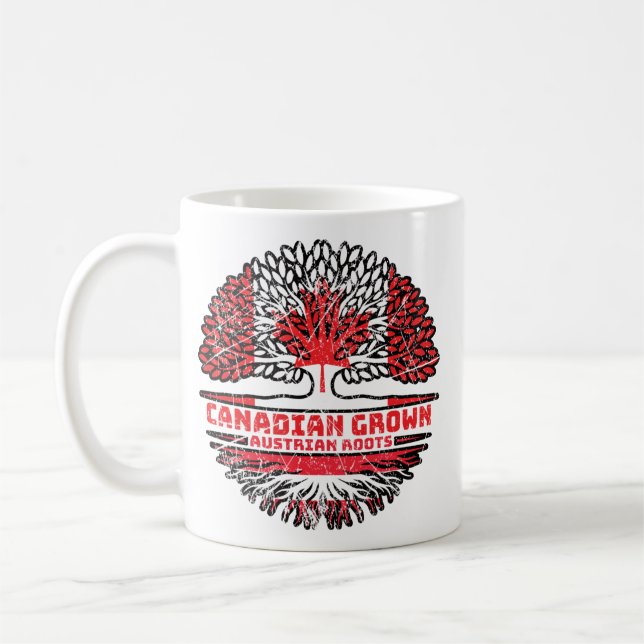 Austria Austrian Canadian Canada Tree Roots Flag Coffee Mug (Left)