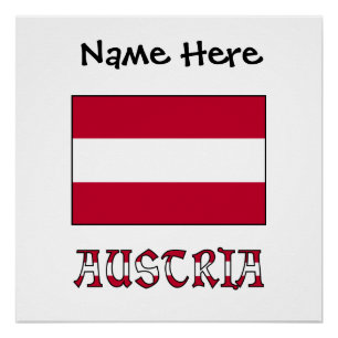 Austria Austrian Flag Black Personalisation Poster