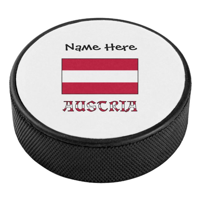 Austria Austrian Flag Personalised  Hockey Puck (3/4)