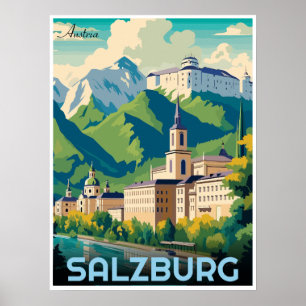 Austria capital salzburg skyline poster