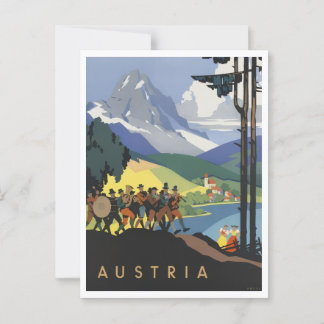 Austria Colourful Retro Inspired Postcard