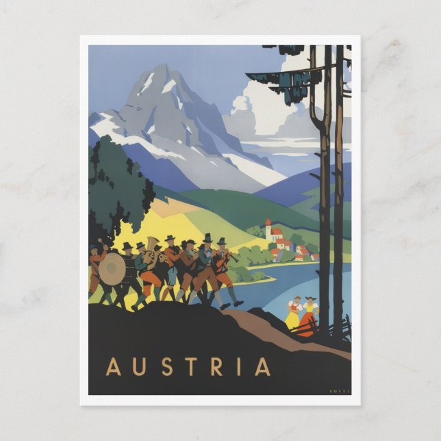 Austria Colourful Retro Inspired Postcard (Front)
