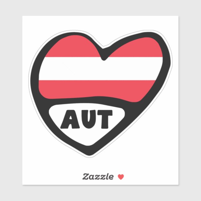 Austria Country Code Flag Heart AUT (Sheet)
