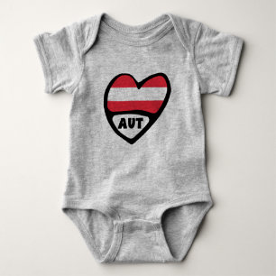 Austria Country Code Flag Heart AUT Baby Bodysuit