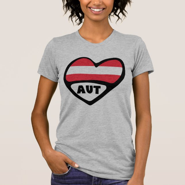 Austria Country Code Flag Heart AUT T-Shirt (Front)