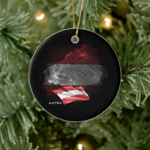 Austria flag ceramic tree decoration