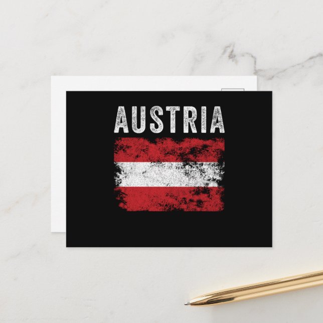 Austria Flag Distressed - Austrian Flag Postcard (Front/Back In Situ)