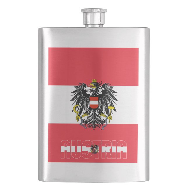 Austria Flag Elegant Patriotic Hip Flask (Front)