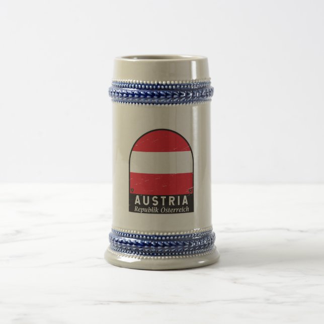 Austria Flag Emblem Distressed Vintage  Beer Stein (Center)
