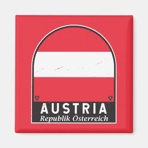 Austria Flag Emblem Distressed Vintage Magnet