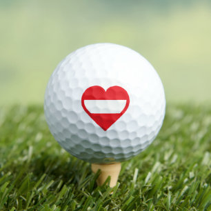 Austria Flag Heart Design Golf Balls