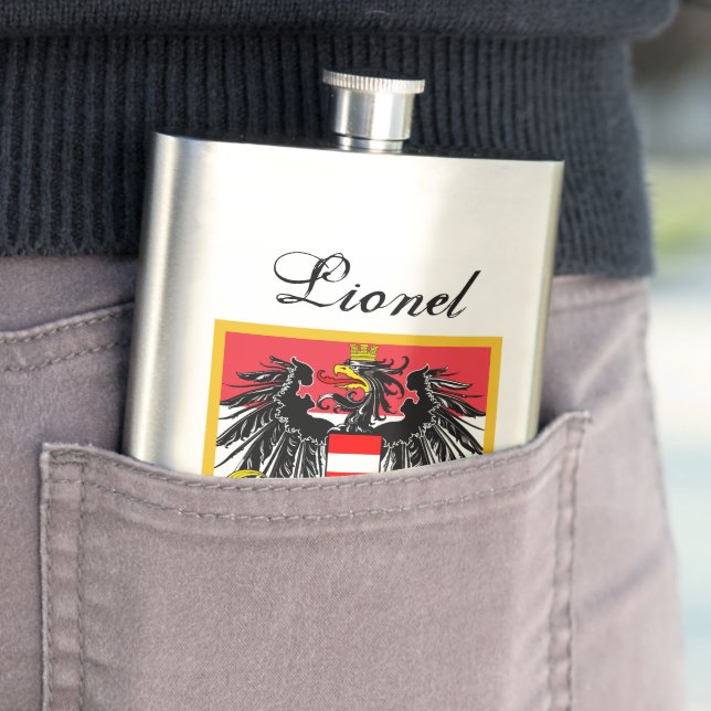 Austria Flag Hip Flask (In Situ)