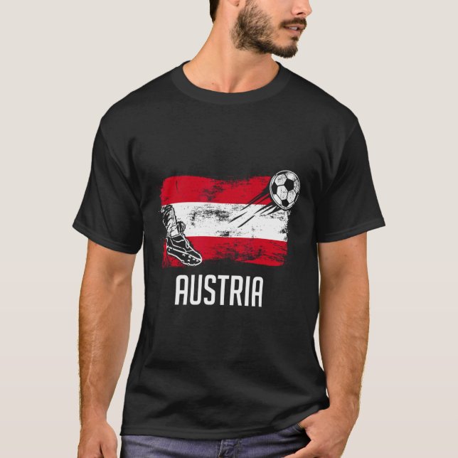 Austria Flag Jersey Austrian Soccer Team Austrian  T-Shirt (Front)